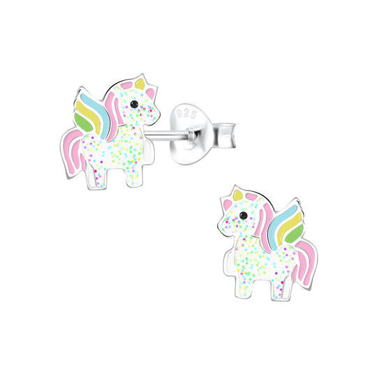 Ohrstecker Einhorn mini pastell, mit GLITZER